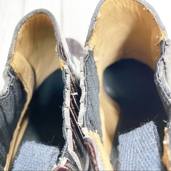 BURBERRY Brogue Chelsea Detailed Wedge Polished Leather Ankle Boots 38 - Picture 14 of 16